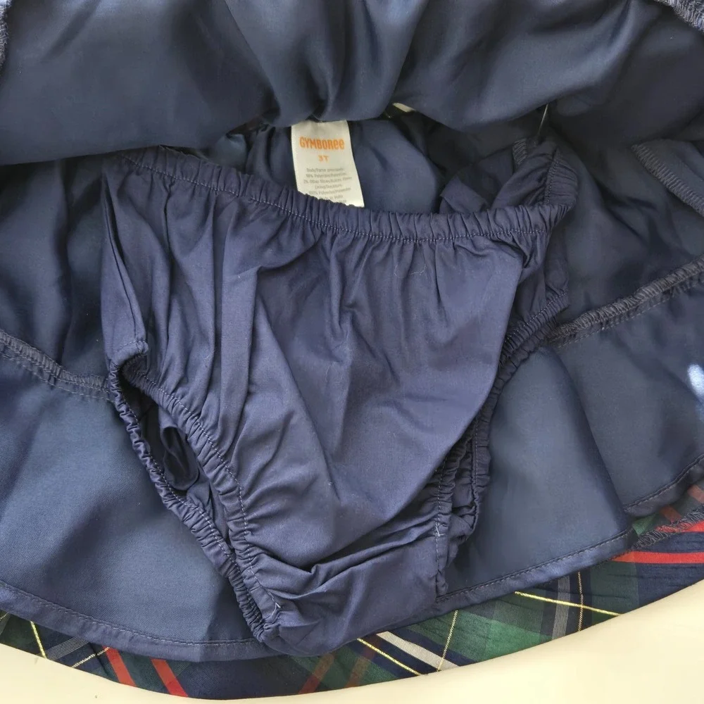 Gymboree Girl's‎ Navy Plaid Lined Skirt size 3T With Bloomers New With Tags